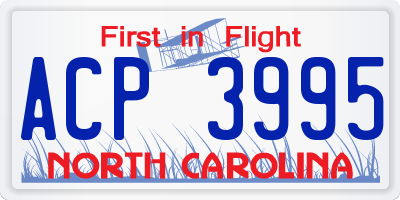 NC license plate ACP3995