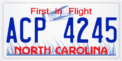 NC license plate ACP4245