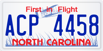 NC license plate ACP4458