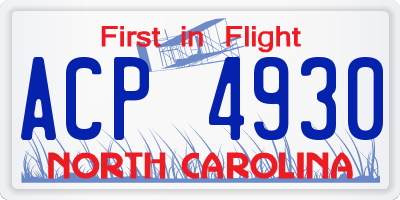 NC license plate ACP4930