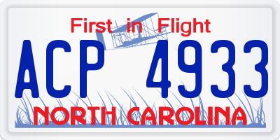 NC license plate ACP4933