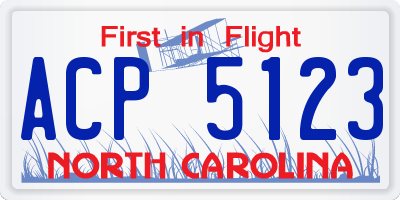 NC license plate ACP5123