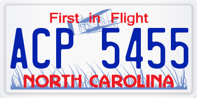 NC license plate ACP5455