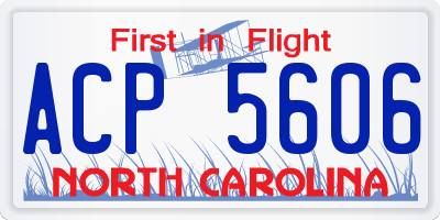 NC license plate ACP5606