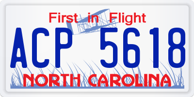 NC license plate ACP5618