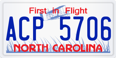 NC license plate ACP5706