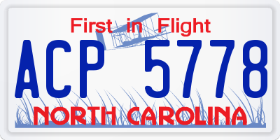 NC license plate ACP5778
