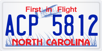 NC license plate ACP5812
