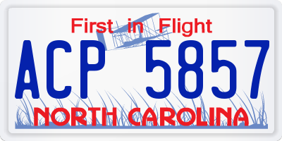 NC license plate ACP5857