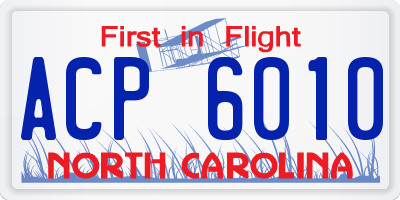 NC license plate ACP6010