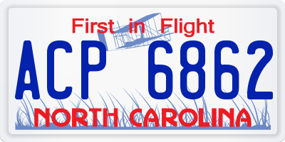 NC license plate ACP6862