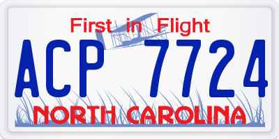 NC license plate ACP7724