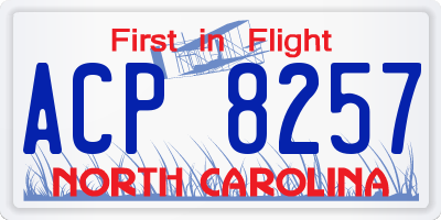 NC license plate ACP8257