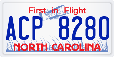 NC license plate ACP8280