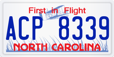 NC license plate ACP8339