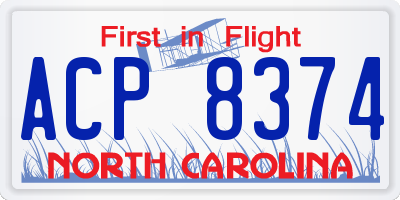 NC license plate ACP8374