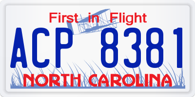 NC license plate ACP8381