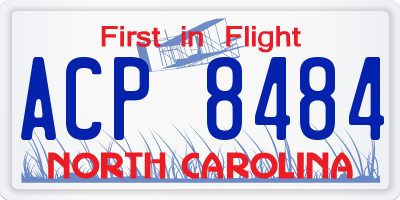 NC license plate ACP8484