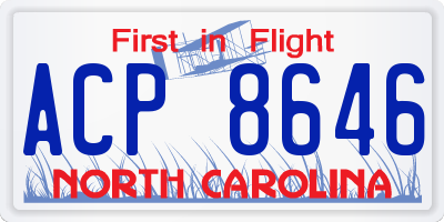 NC license plate ACP8646