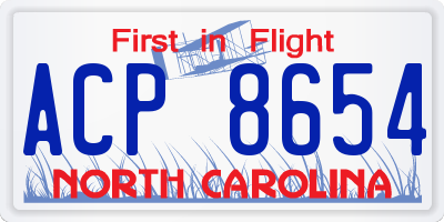 NC license plate ACP8654
