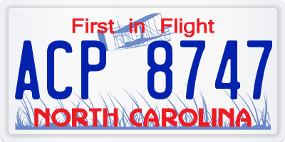 NC license plate ACP8747