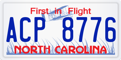 NC license plate ACP8776