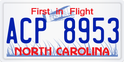 NC license plate ACP8953