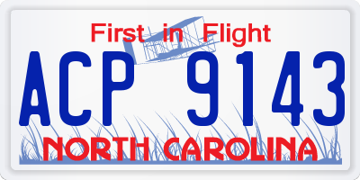 NC license plate ACP9143