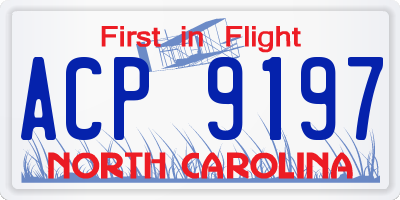 NC license plate ACP9197