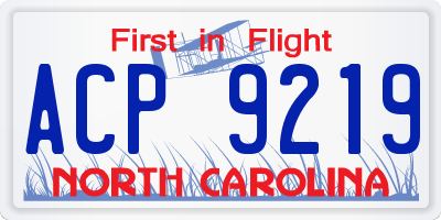 NC license plate ACP9219