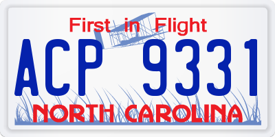 NC license plate ACP9331
