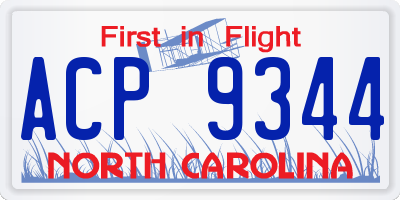 NC license plate ACP9344