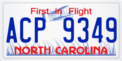 NC license plate ACP9349