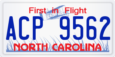 NC license plate ACP9562