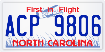 NC license plate ACP9806