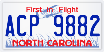 NC license plate ACP9882