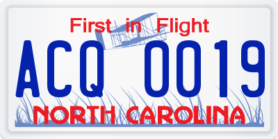 NC license plate ACQ0019