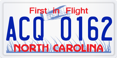 NC license plate ACQ0162