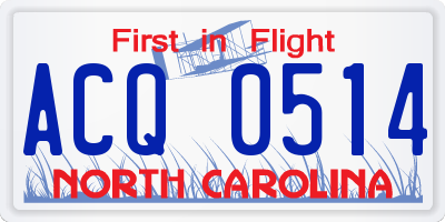 NC license plate ACQ0514