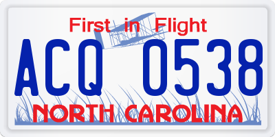 NC license plate ACQ0538