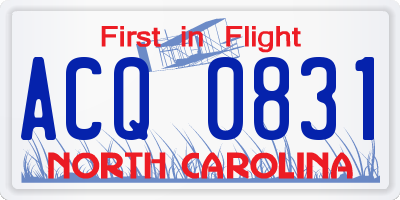 NC license plate ACQ0831
