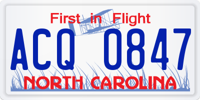 NC license plate ACQ0847