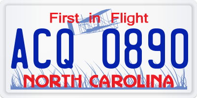 NC license plate ACQ0890