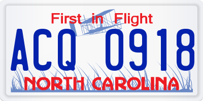 NC license plate ACQ0918