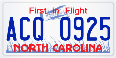 NC license plate ACQ0925