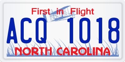 NC license plate ACQ1018