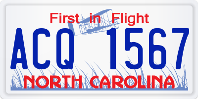 NC license plate ACQ1567