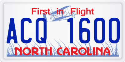 NC license plate ACQ1600