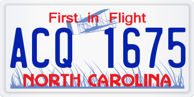 NC license plate ACQ1675