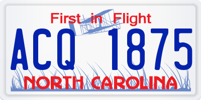 NC license plate ACQ1875